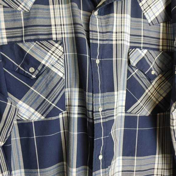 Ash Creek Trading Men's Western Shirt Sz XL Navy Blue Plaid - Picture 6 of 8